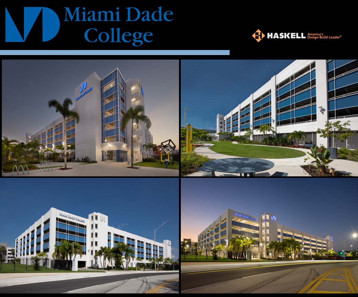 Architectural views of the Miami Dade College medical garage in Miami, FL.